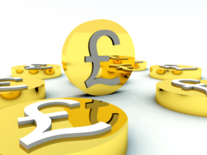 Gold coins with £ sign on each one