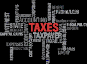 Wordcloud on the subject of tax and the economy