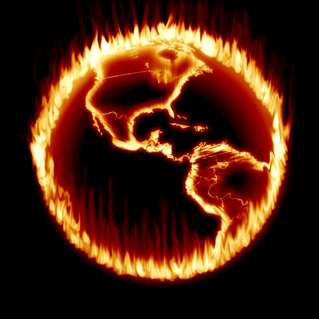 Illustration of the Earth on fire