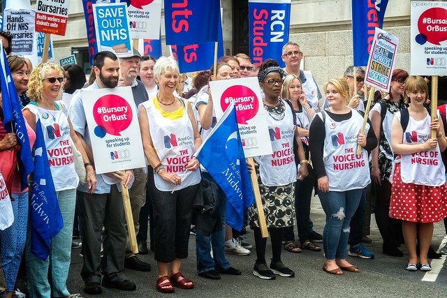 Nurses and protesters at the Bursary or Bust march and rally on 4th June 2016.