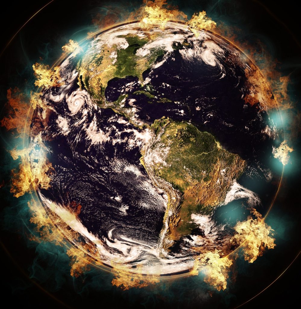 Planet Earth on fire